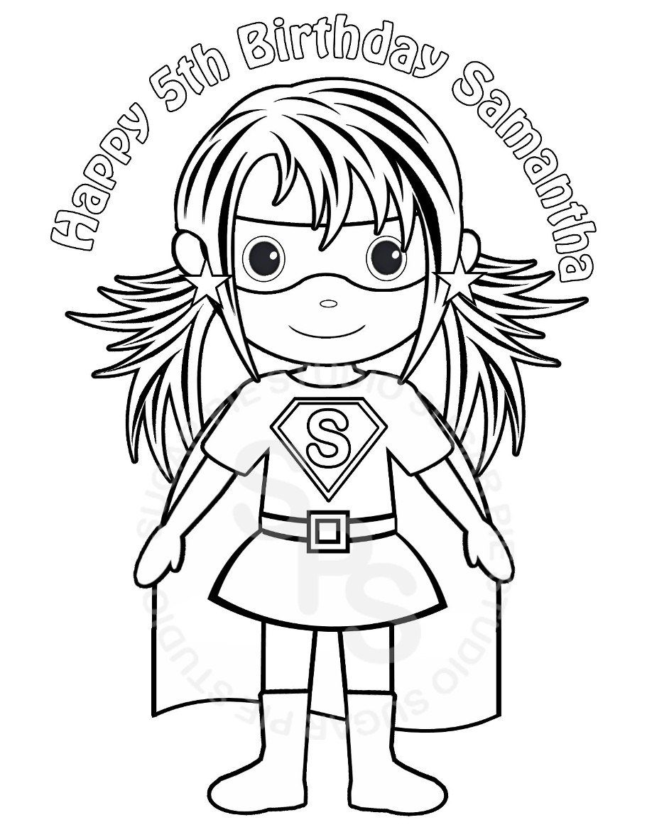 911x1179 Girl Superhero Coloring Pages Printable Birthday Party Favor