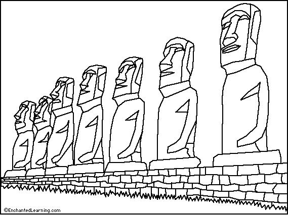 569x426 Easter Island Moai Coloring Page