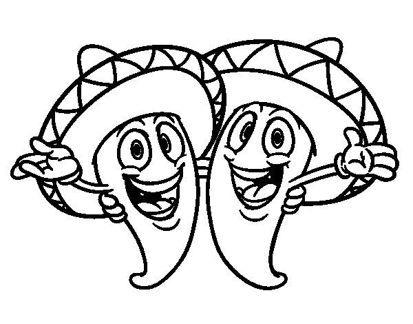 600x470 Dibujo De Pimientos Mexicanos Para Colorear