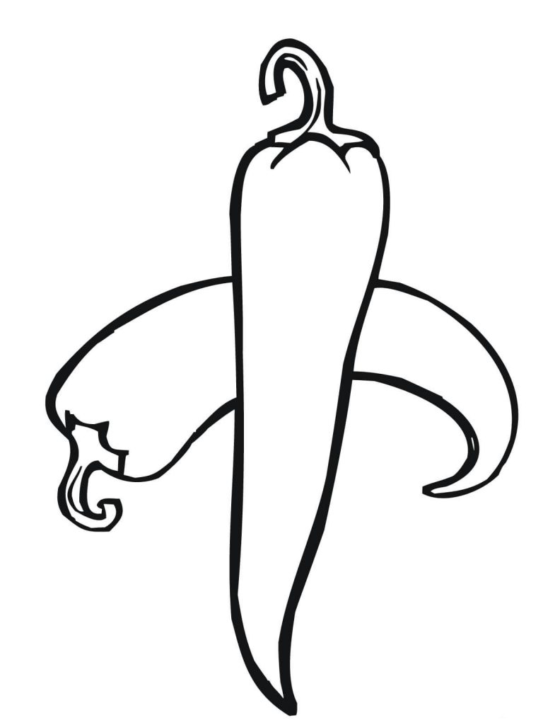 768x1024 Vegetable Pepper Chilli Coloring Page