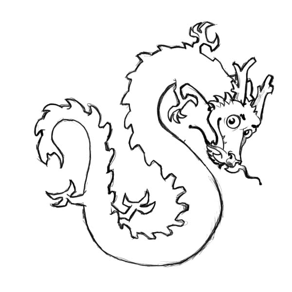 600x600 Cute Chinese Dragon Coloring Pages