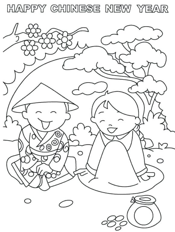 580x771 Coloring Pages For Chinese New Year 2018 New Year Colouring Page