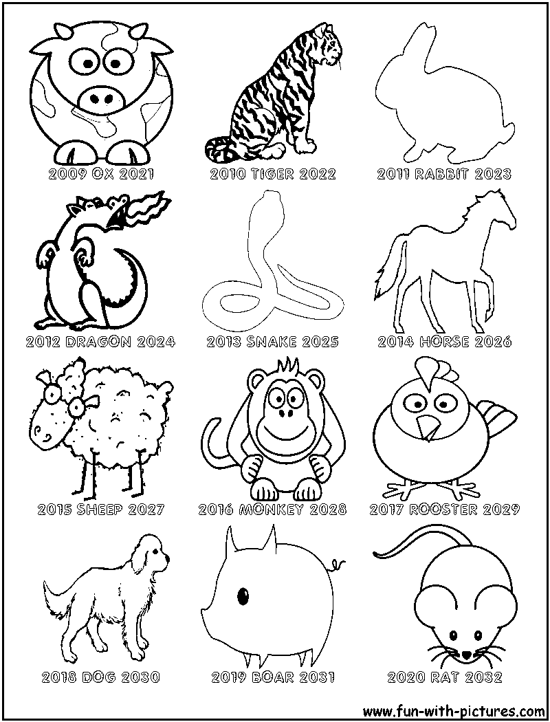 800x1050 Chinese Zodiac Coloring Sheet Preschool Chinese