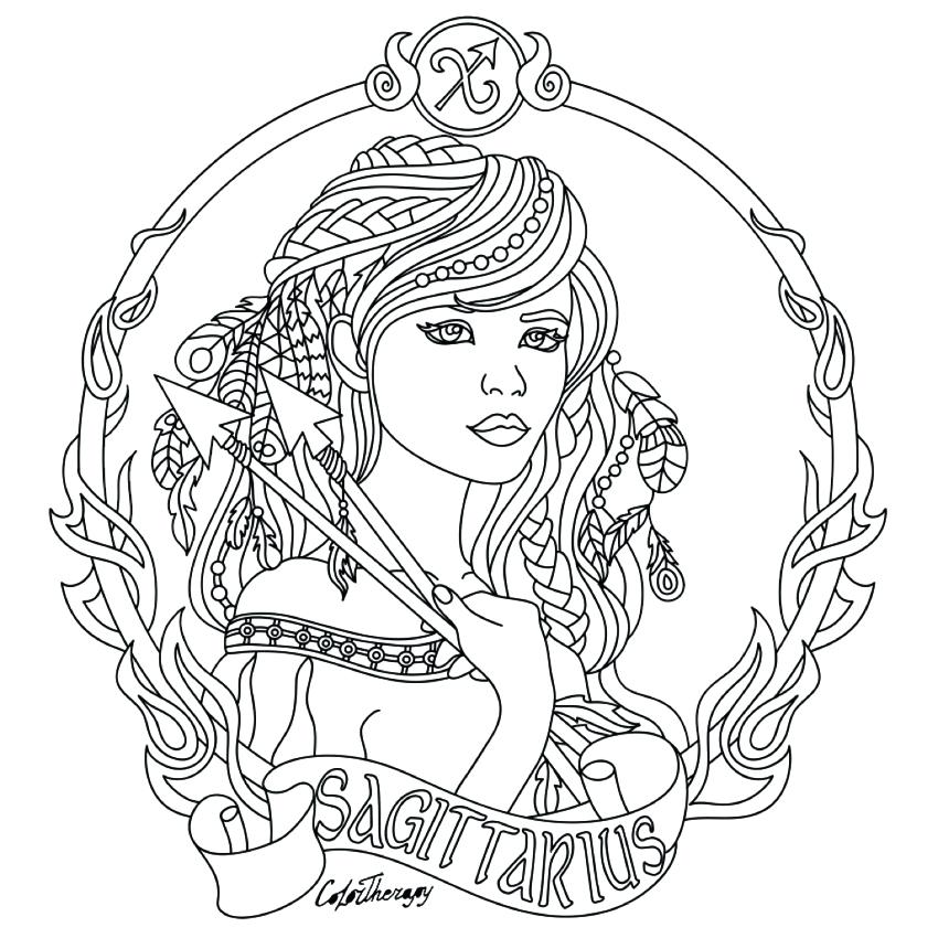 850x850 Zodiac Coloring Pages Zodiac Beauty Colouring Page Chinese Zodiac