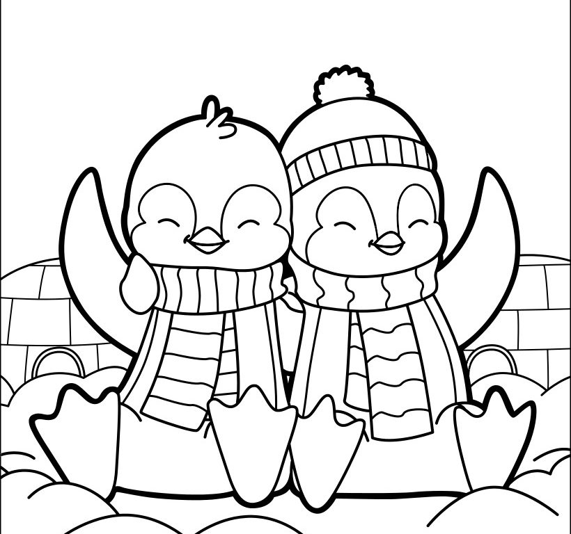 820x768 Winter Basic Penguin Coloring Page Sensational Printable Animals