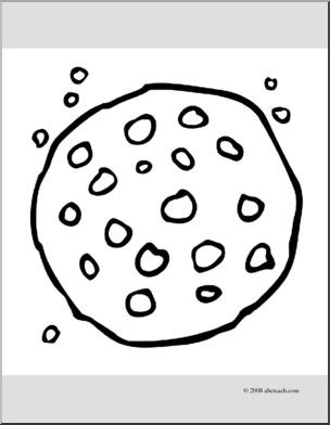 304x392 Clip Art Chocolate Chip Cookie (Coloring Page) I