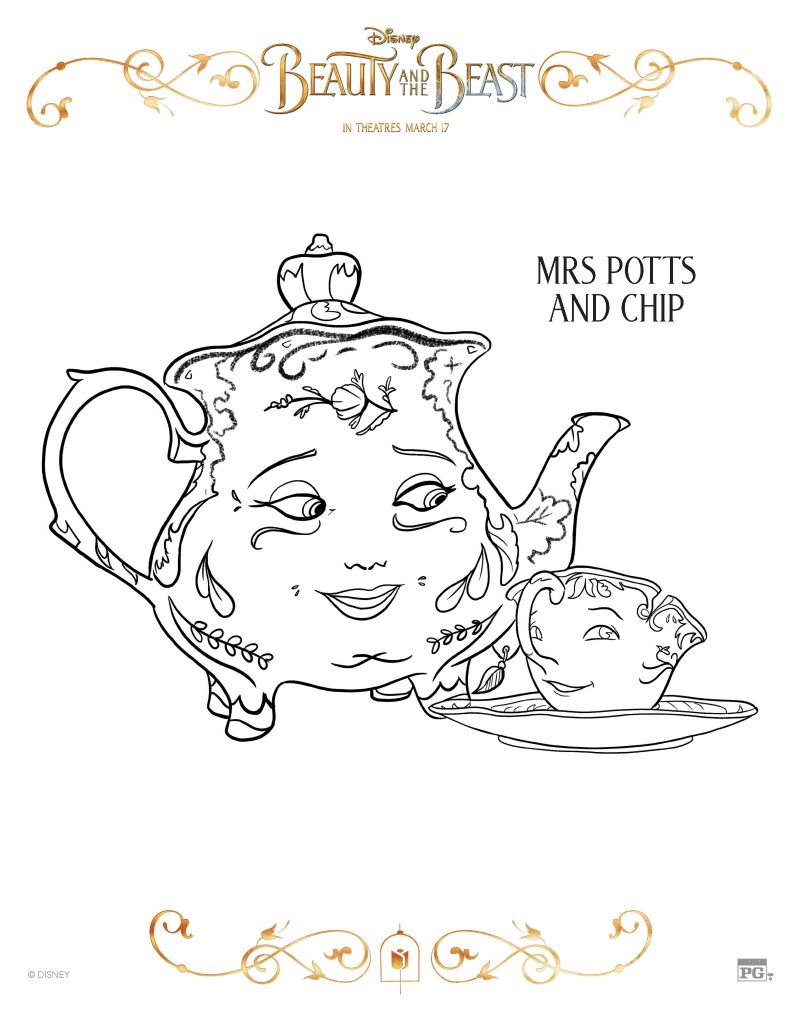 800x1035 Disney Beauty And The Beast Mrs. Potts And Chip Coloring Page
