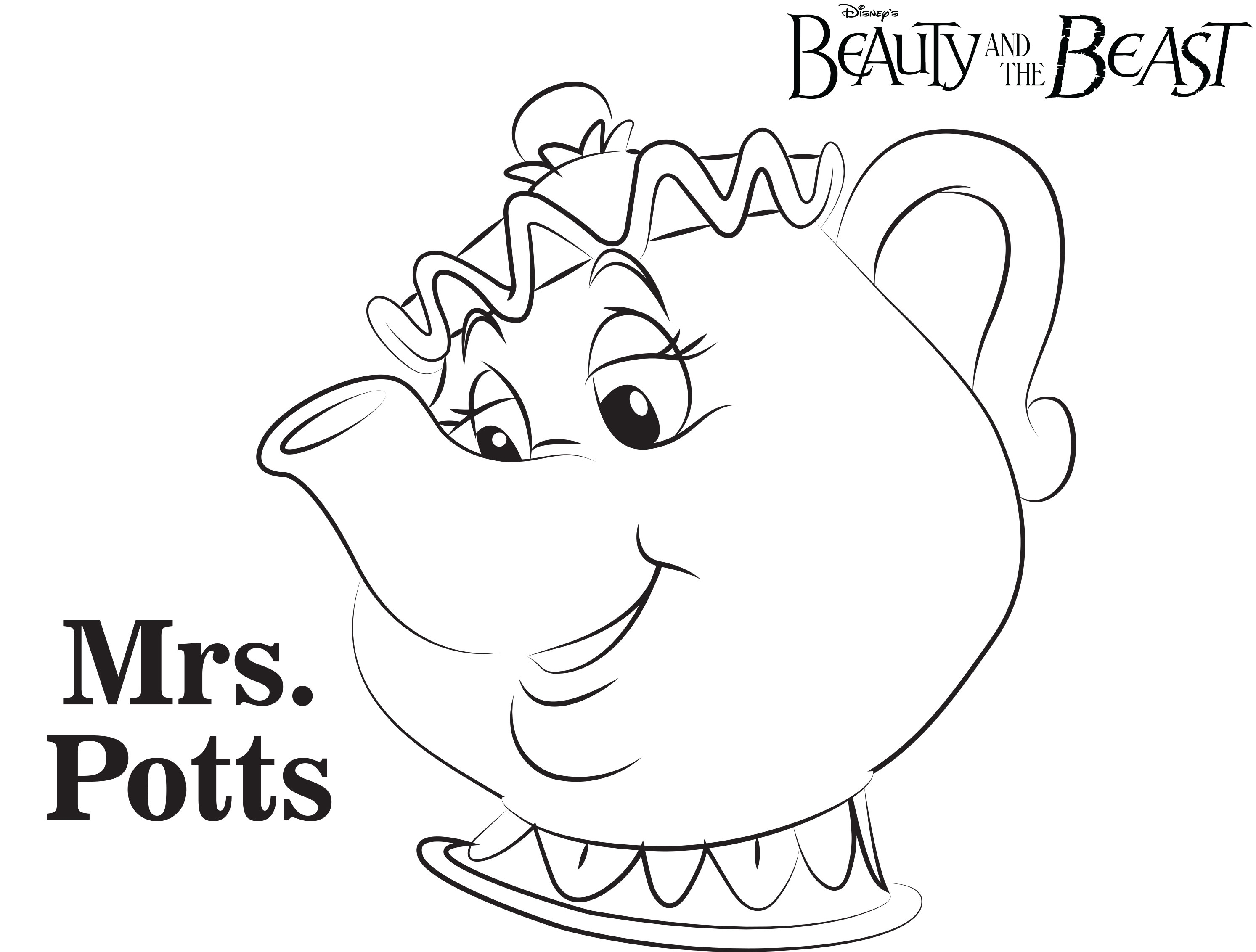 2986x2264 Mrs. Potts And Chip Coloring Pages Printable Coloring For Kids 2018