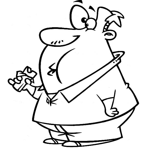 600x612 Fat Boy Eating A Chocolate Candy Bar Coloring Pages
