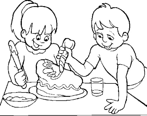 500x395 The Child Make A Cake Chocolate Coloring Page Chocolate