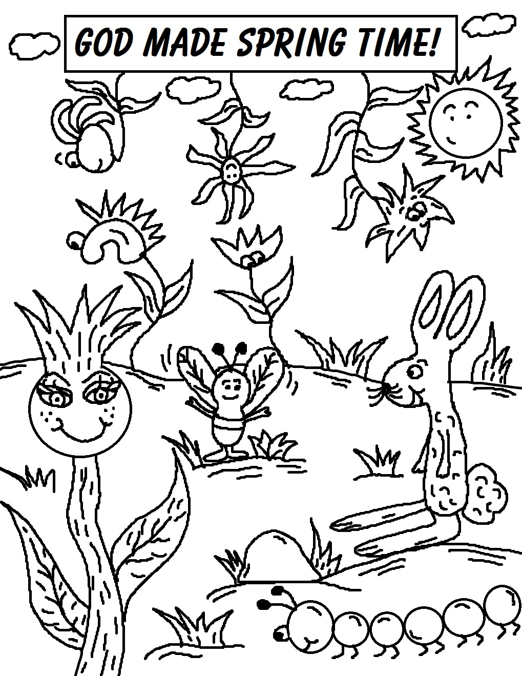 1019x1319 God Made Spring Coloring Page