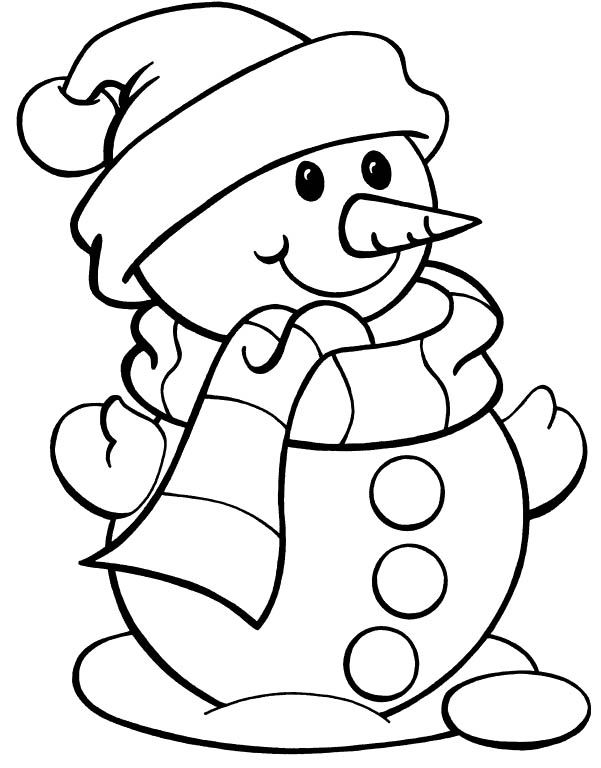601x768 Christmas Color Page Snowman Snowman Wearing Hat Christmas