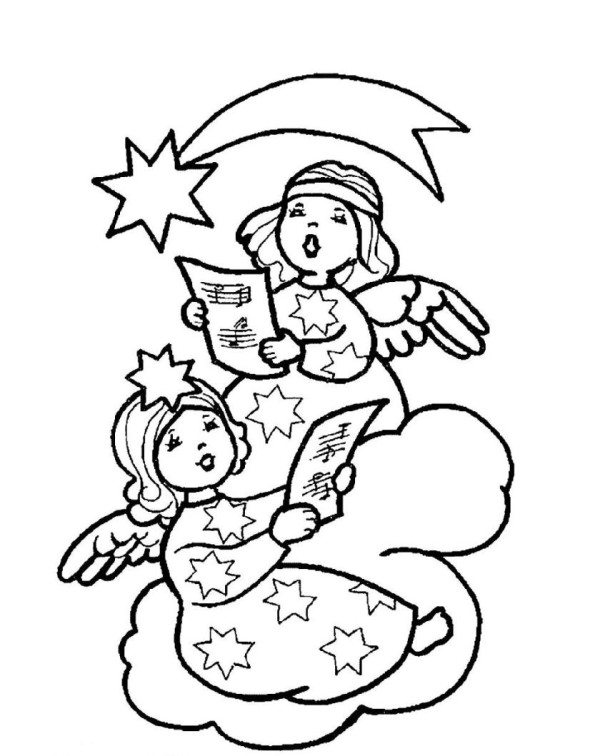 600x756 Christmas Angel Coloring Pages Two Christmas Angel Picking