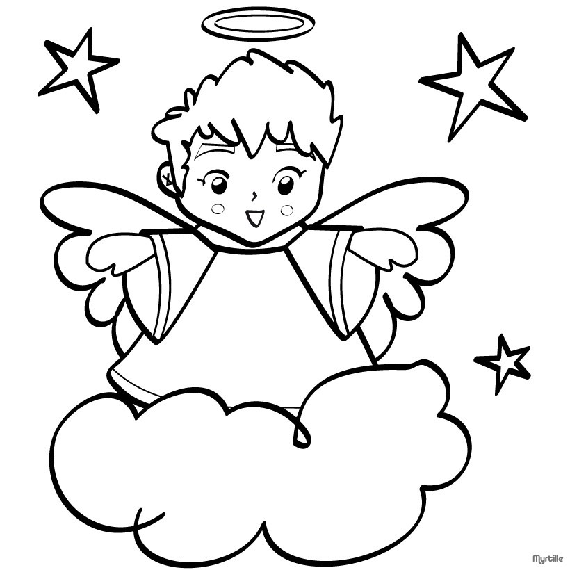 820x820 Christmas Angel Coloring Pages Baby Angel On Clouds