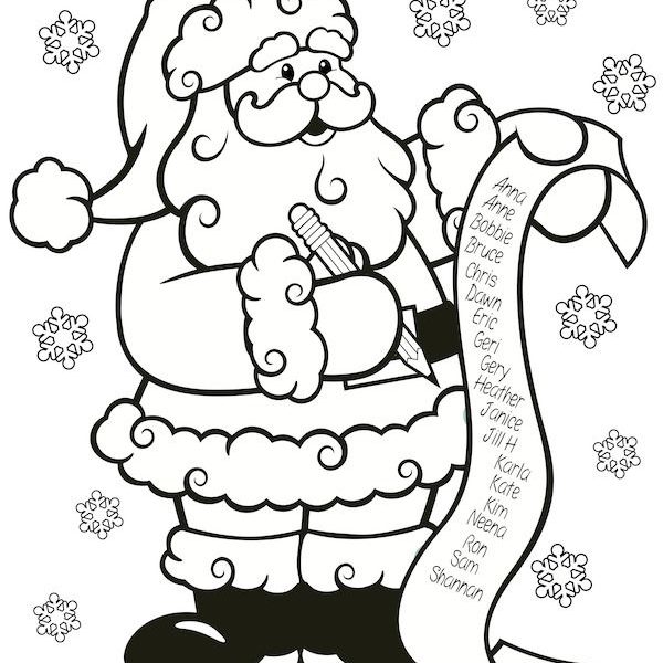 600x600 Coloring Pages Christmas Santa Coloring Pages