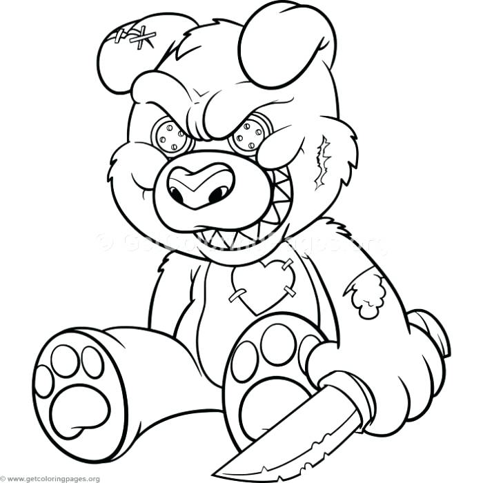 700x700 Teddy Bear Coloring Pages Funny Cartoon Evil Teddy Bear 2 Coloring