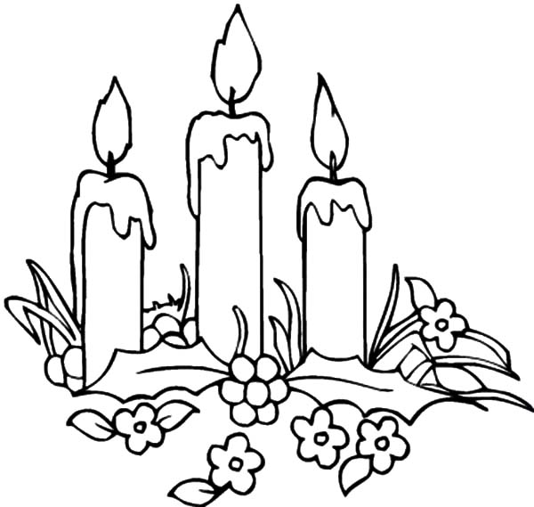 600x569 Decorating Christmas Candle Coloring Pages