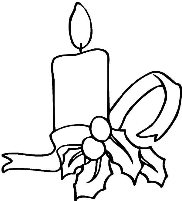 600x660 Simple Decoration Of Christmas Candle Coloring Pages