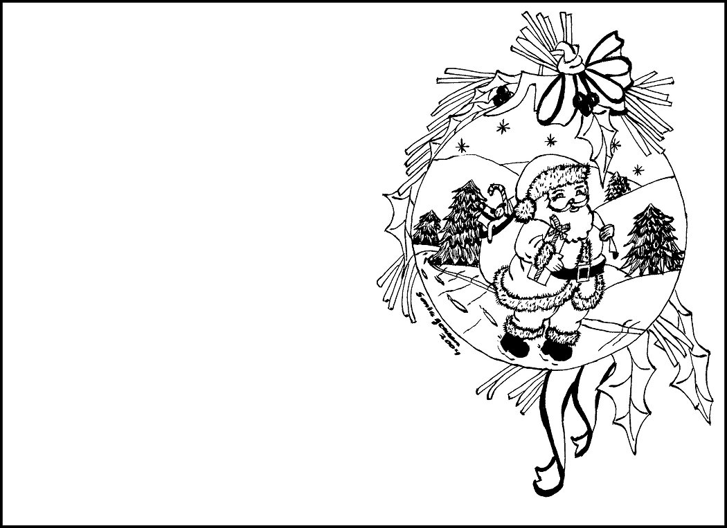 1050x763 Perspective Christmas Card Coloring Printable Free Pages For Cards