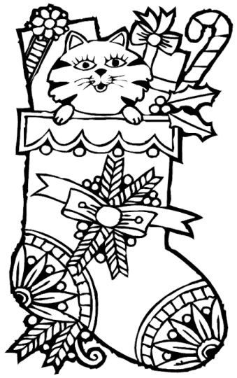 339x540 Christmas Cat Coloring Pages
