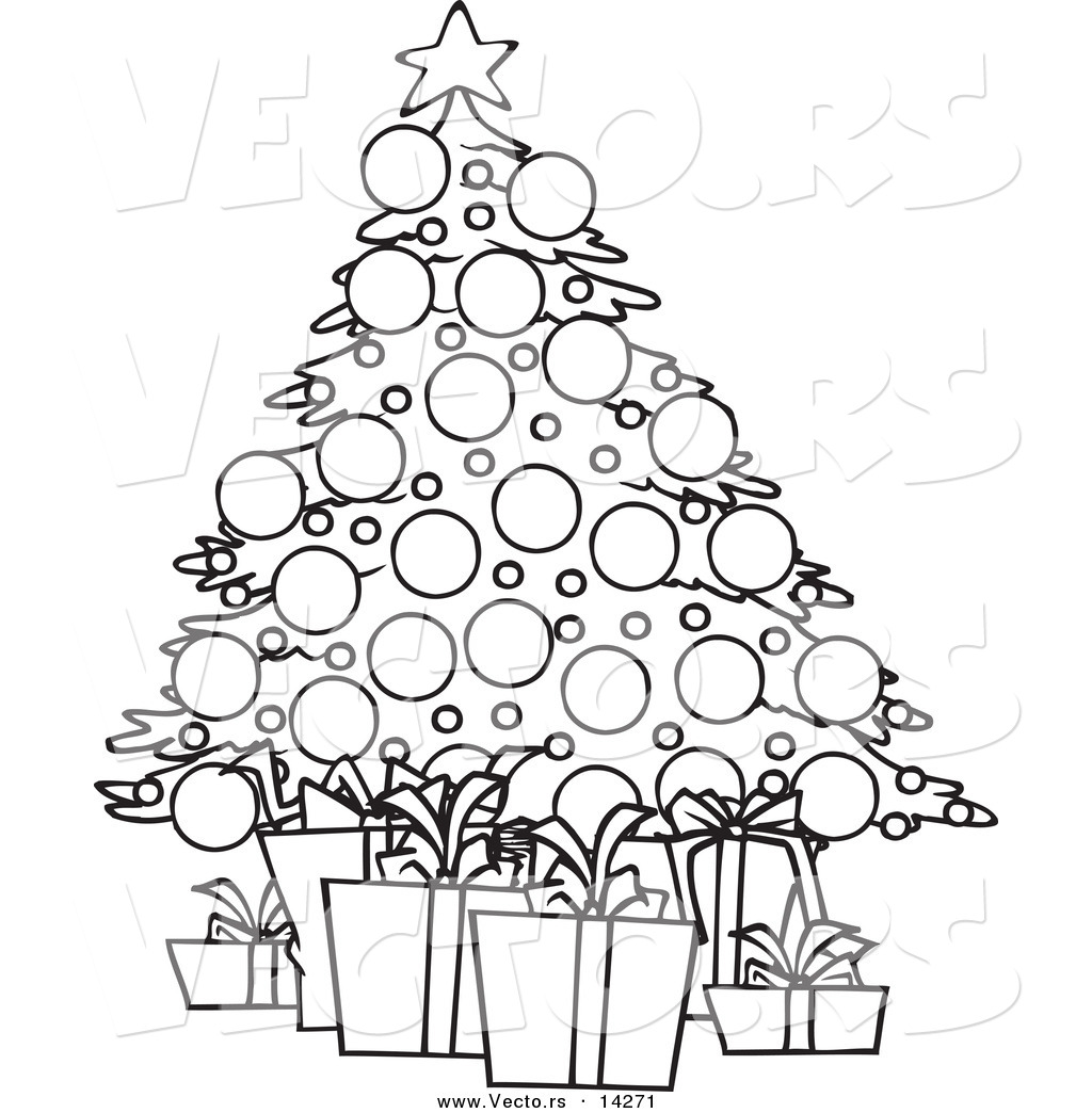 1024x1044 Vector Of A Cartoon Christmas Tree And Gifts
