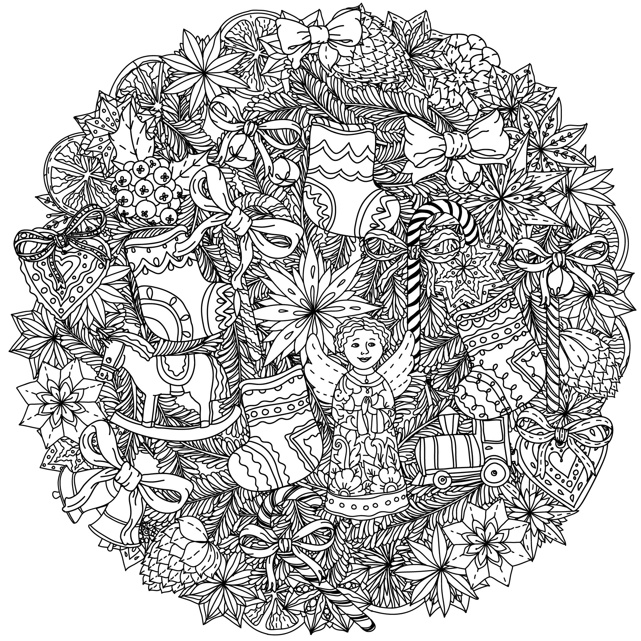 2048x2048 Awesome To Do Free Christmas Coloring Pages For Adults Justcolor