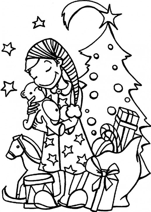 518x727 A Girl Feels So Happy Getting A Cute Doll As Christmas Gift