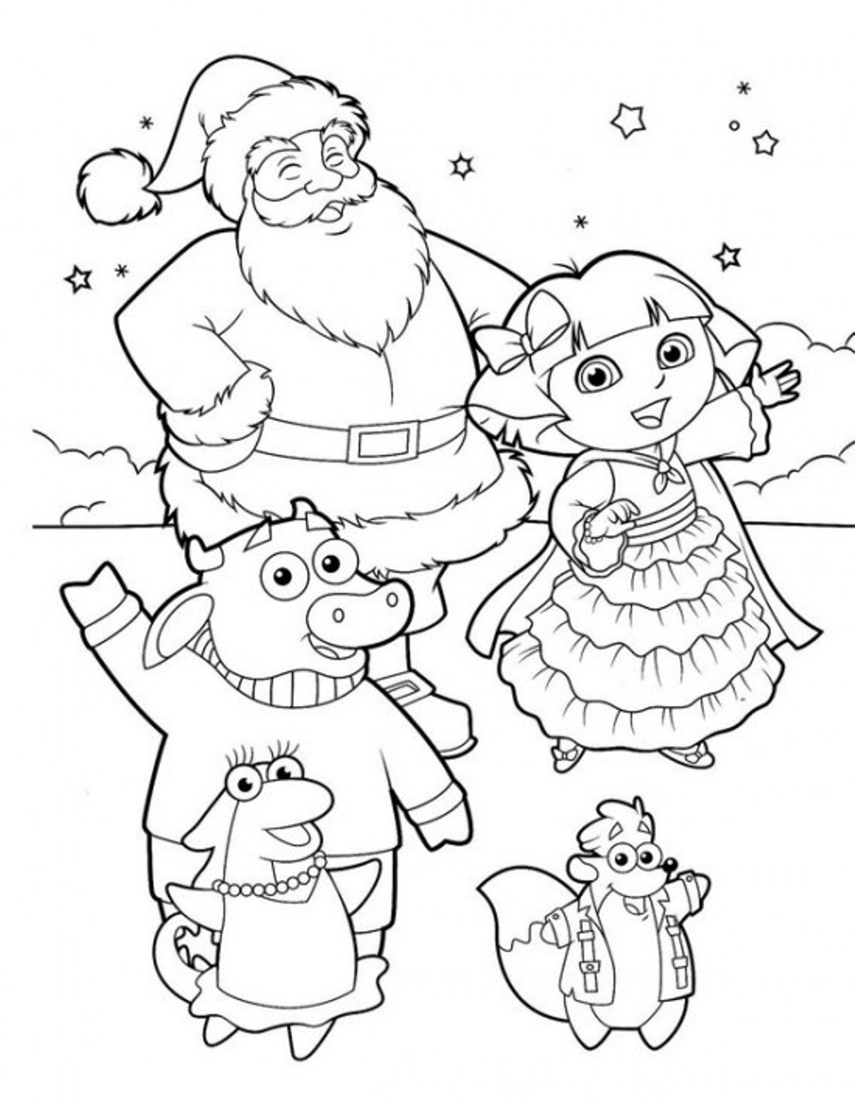 1227x1583 Free Dora Christmas Coloring Pages