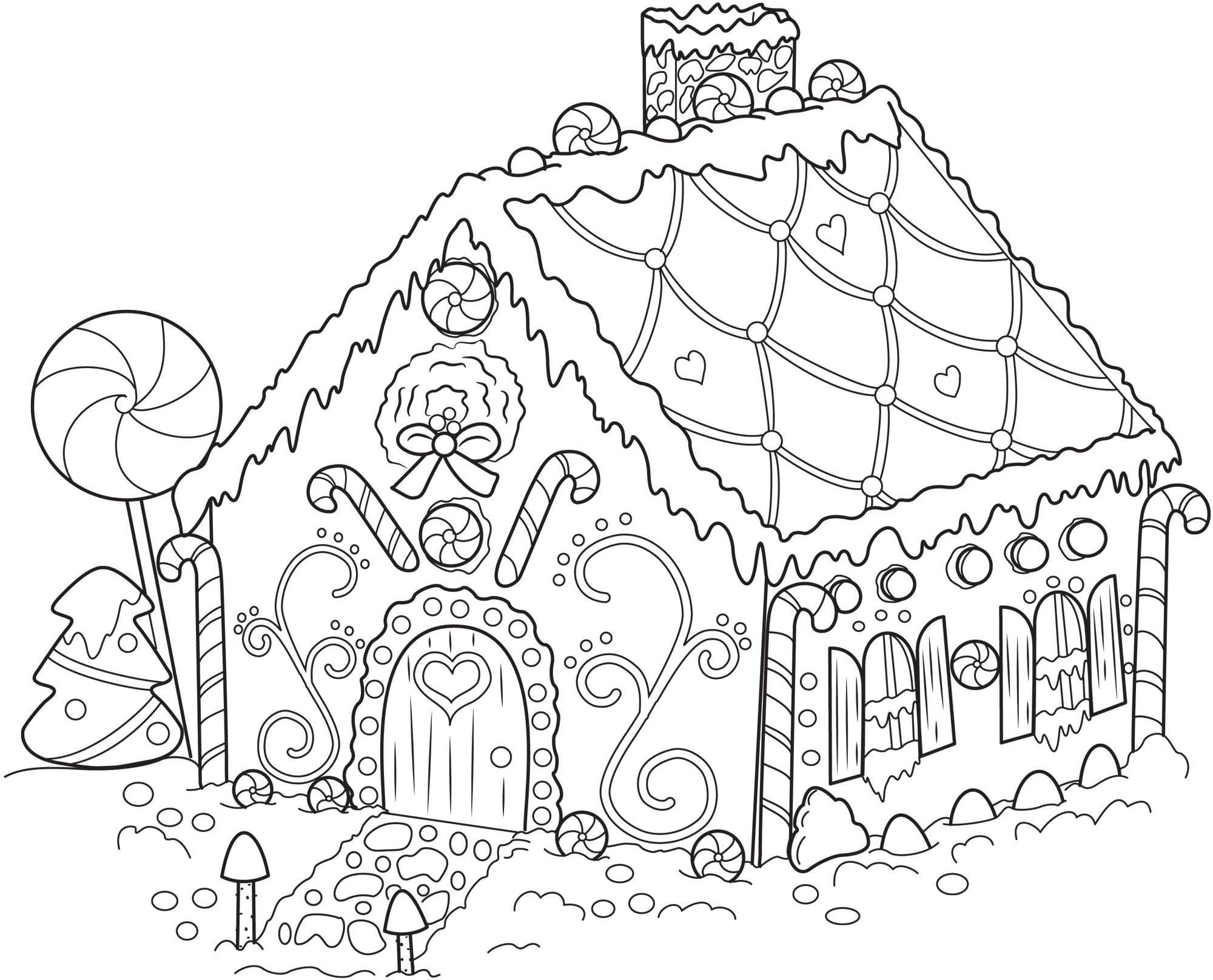 2000x1616 Christmas Coloring Pages For Adults Gingerbread Men Decorating
