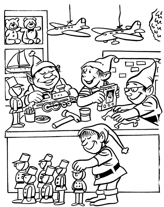 570x720 Christmas Workshop Coloring Sheets Printable Christmas Coloring