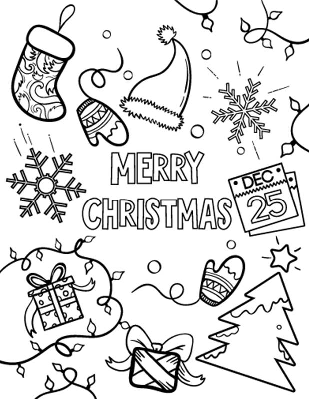 619x800 Free Printable Santa Merry Christmas (Xmas) Coloring Pages Sheets