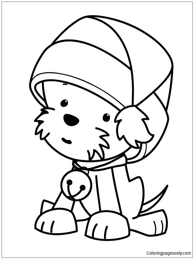 625x831 Christmas Puppy Coloring Page