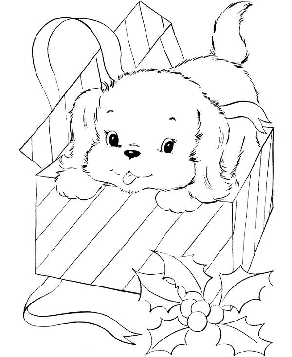 600x734 Christmas Puppy Coloring Pages A Cute Little Puppy On Stocking