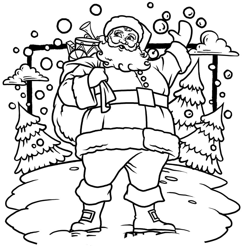 800x808 Christmas Santa Claus Coloring Pages Drawn Santa Christmas