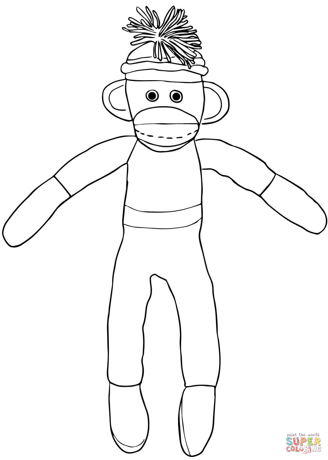 1081x1515 Christmas Sock Monkey Coloring Page For Pages