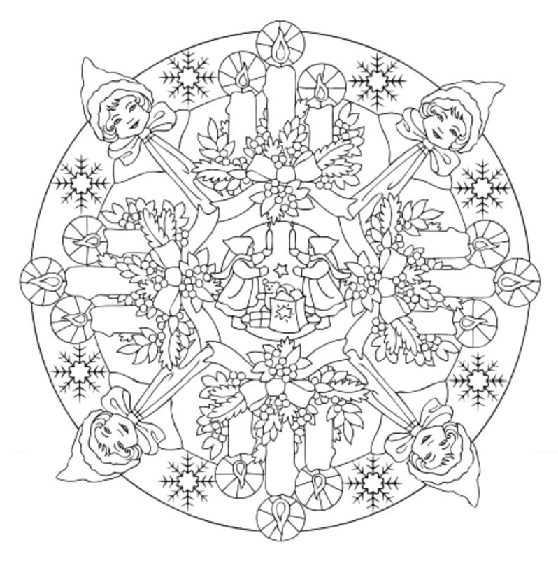 798x802 Mandala 602, Christmas Designs 3d Coloring Book, Dover