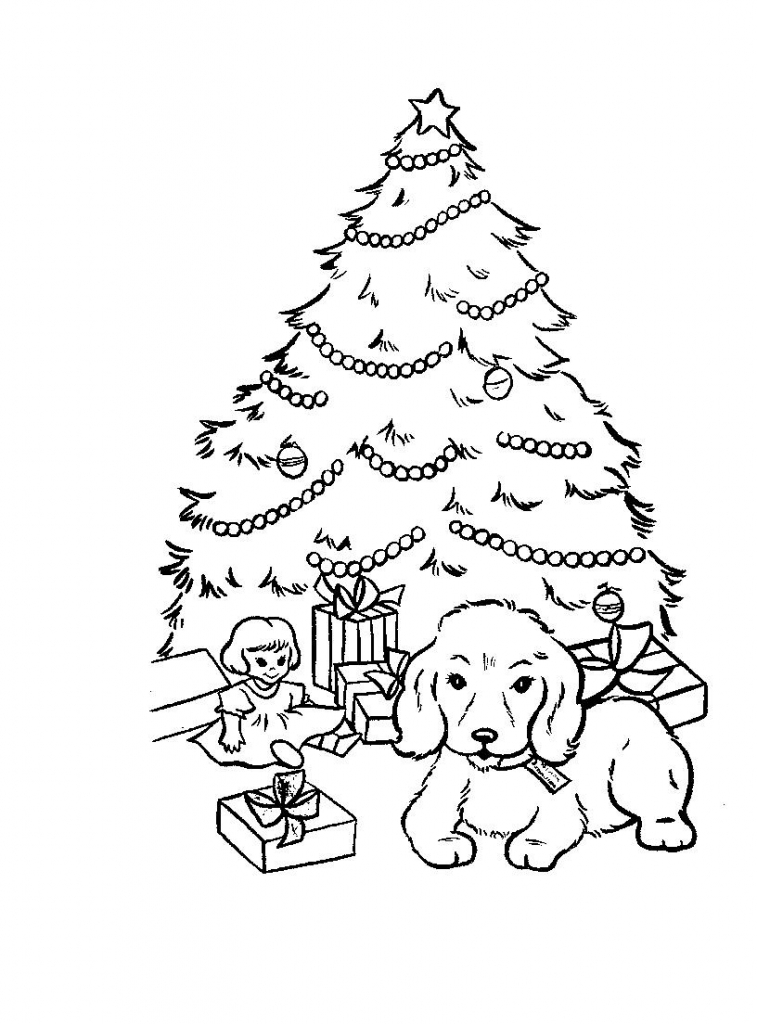757x1024 Christmas Dog Coloring Pages