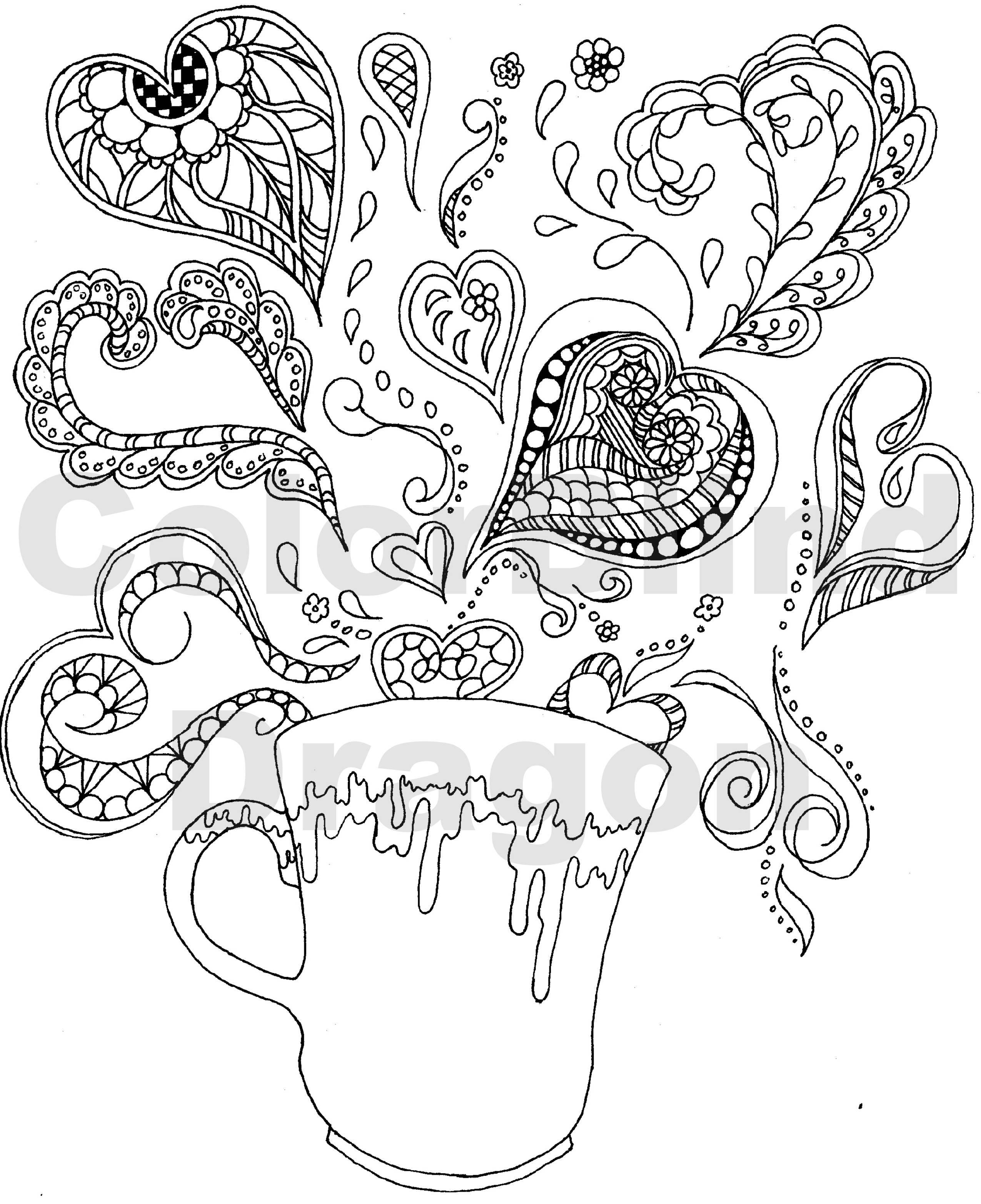 2550x3128 Printable Coffee Coloring Pages Colouring Pages Heart Romance