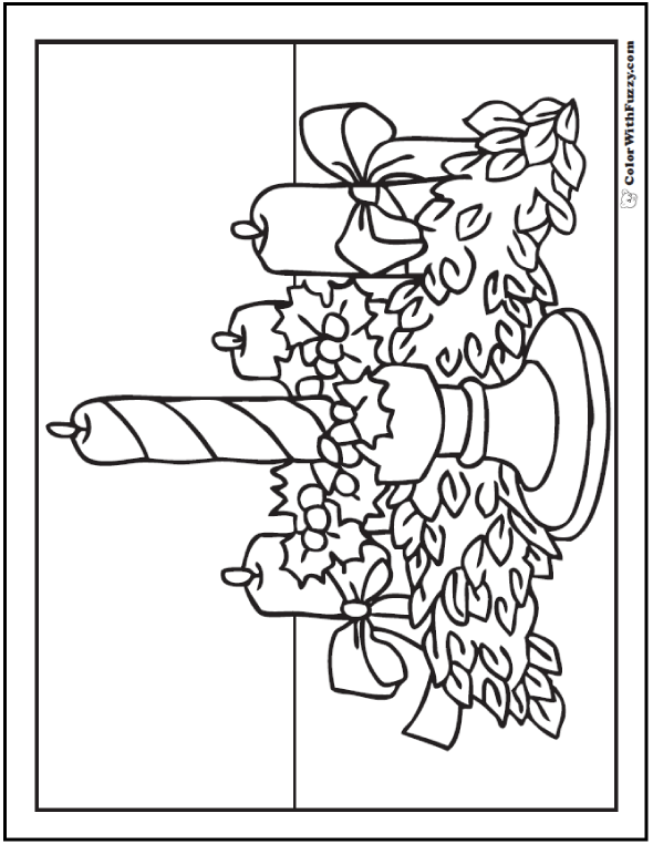 590x762 Christmas Coloring Sheets Candle Wreath