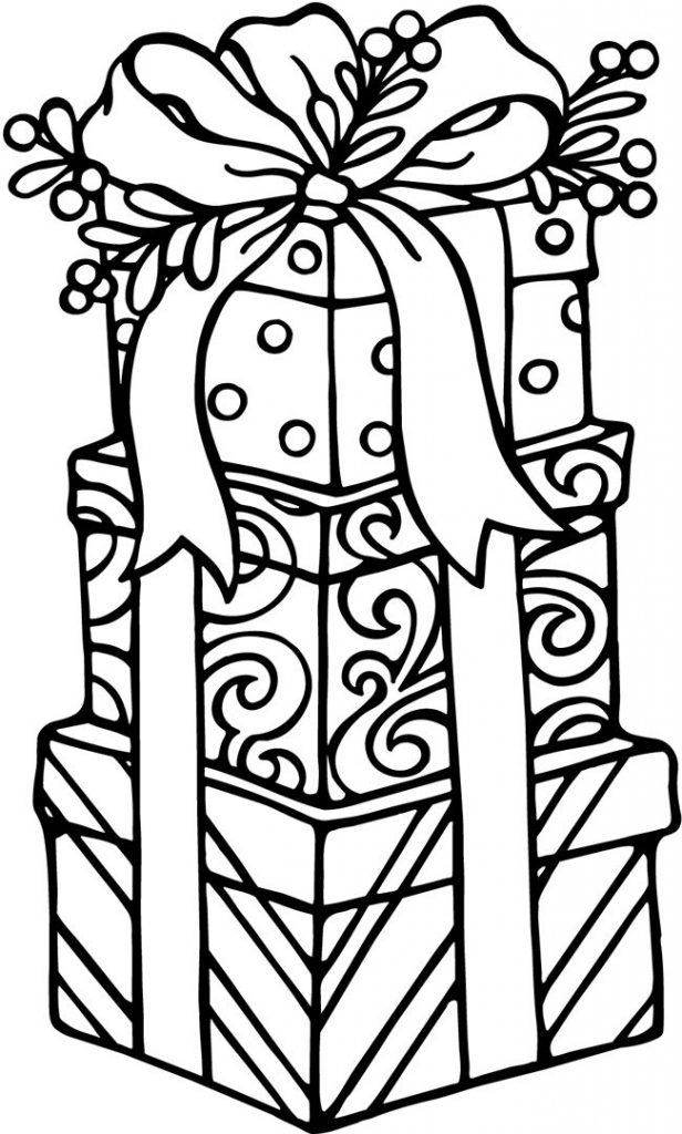 616x1024 Gift Box Coloring Page Coloring Pages Of Christmas Presents Best
