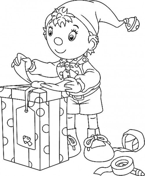 500x605 Christmas Elves Who Got The Big Box Coloring Page Sketchesdigis