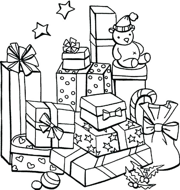 600x633 Christmas Presents To Color Color For Printable Christmas Presents