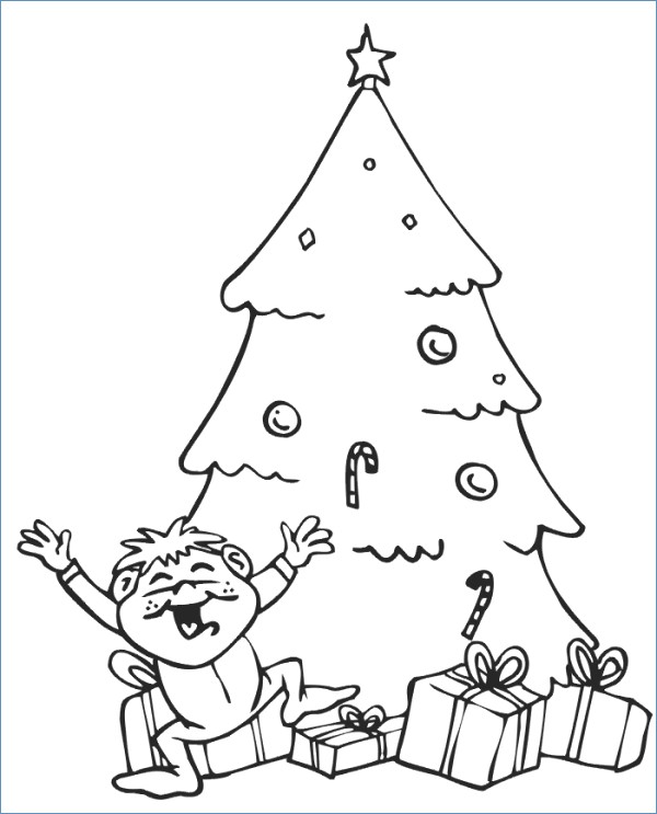600x743 Children Christmas Gifts And Christmas Tree Christmas Coloring