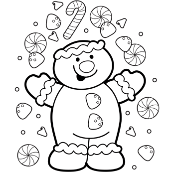 345x345 Gingerbread Coloring Page
