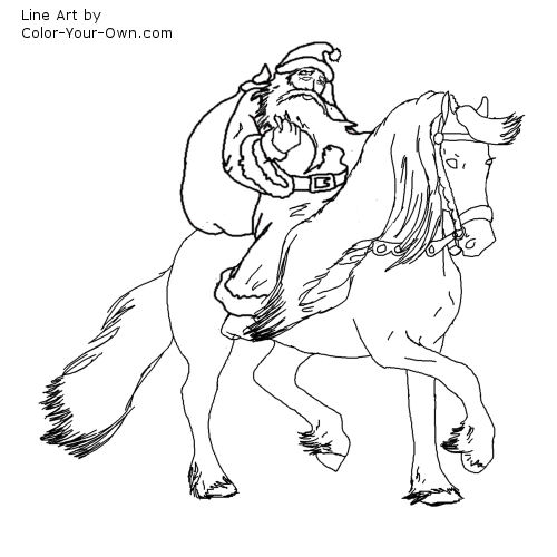 500x500 Christmas Horse Coloring Pages Santa Claus On Horse Coloring Page
