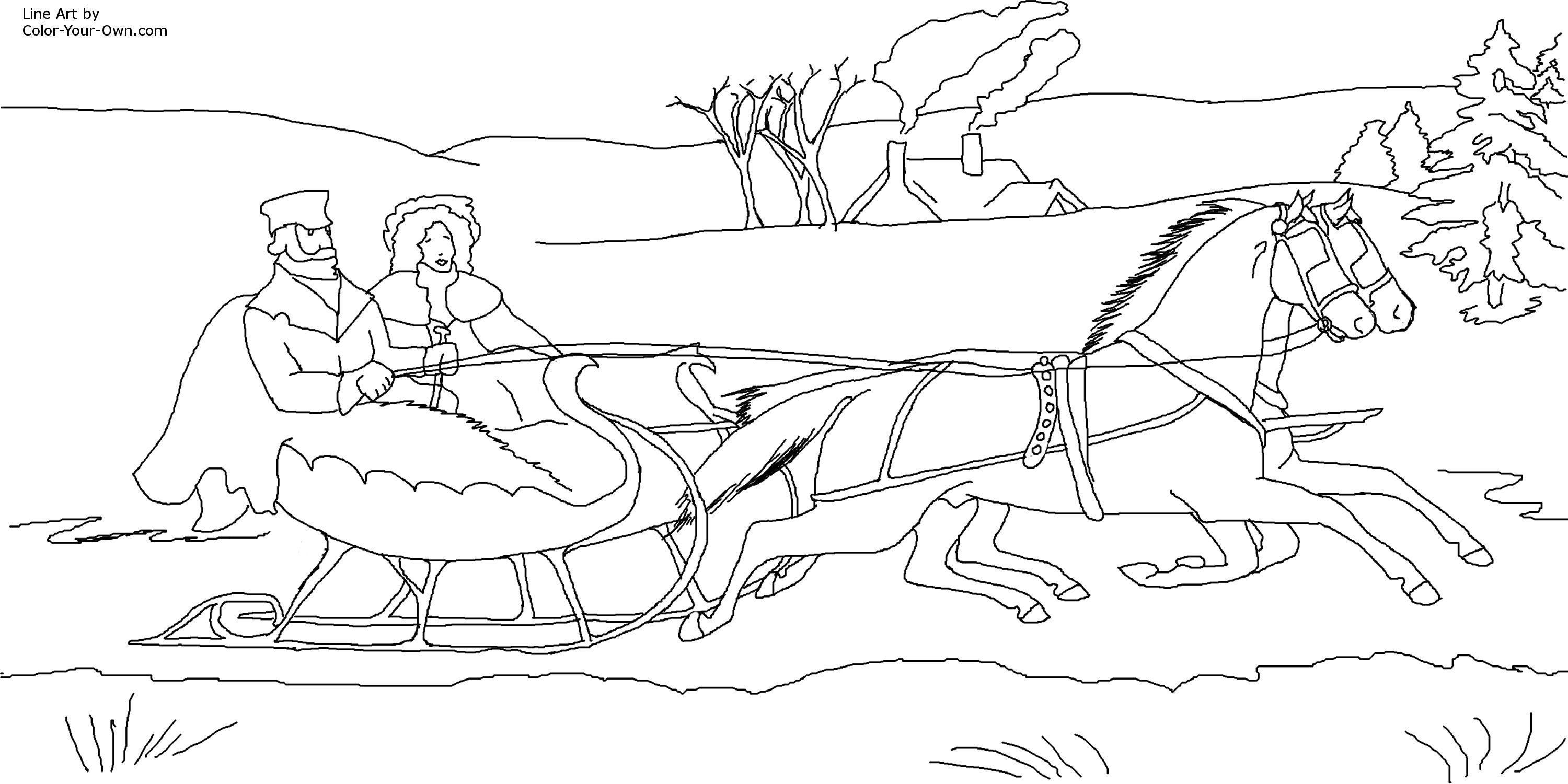 3000x1501 Coloring Pages Christmas Horse Simple Colorings