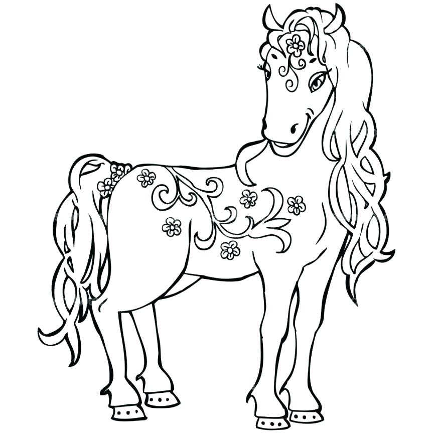 863x863 Horse Pictures To Color With Barn And Two Working Horse Coloring