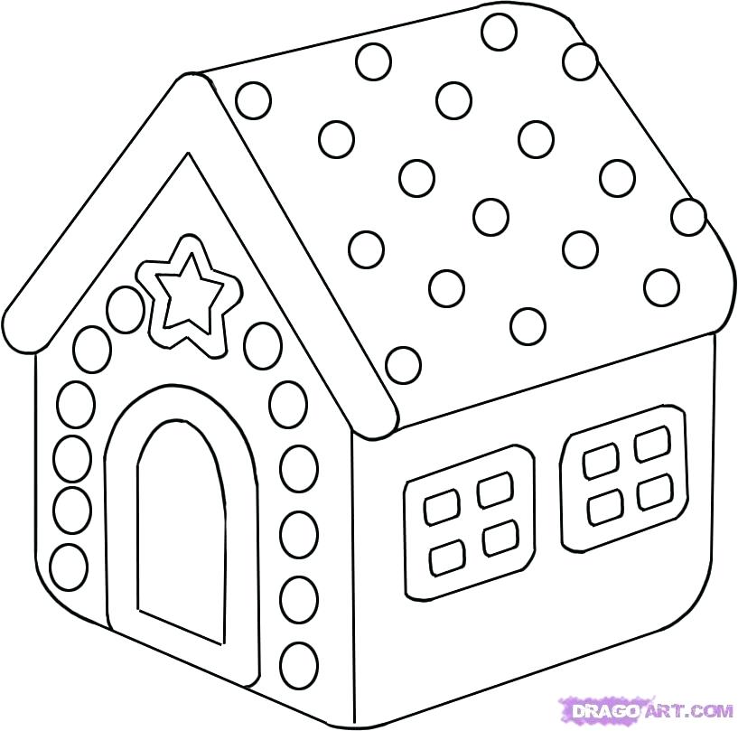 817x809 Coloring Pages Of Christmas Stuff Gingerbread House Coloring Page