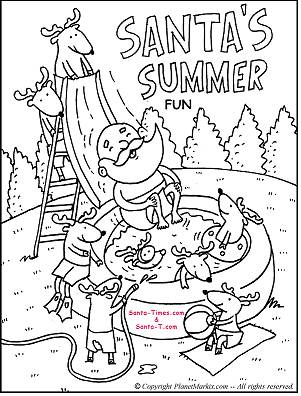 301x396 Santa's Summer Coloring Page Christmas Activities Amp Games