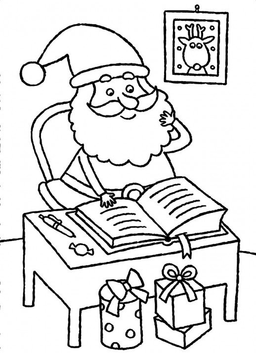 518x713 Santa Claus Reading His Book Note And Checking The Christmas Gift